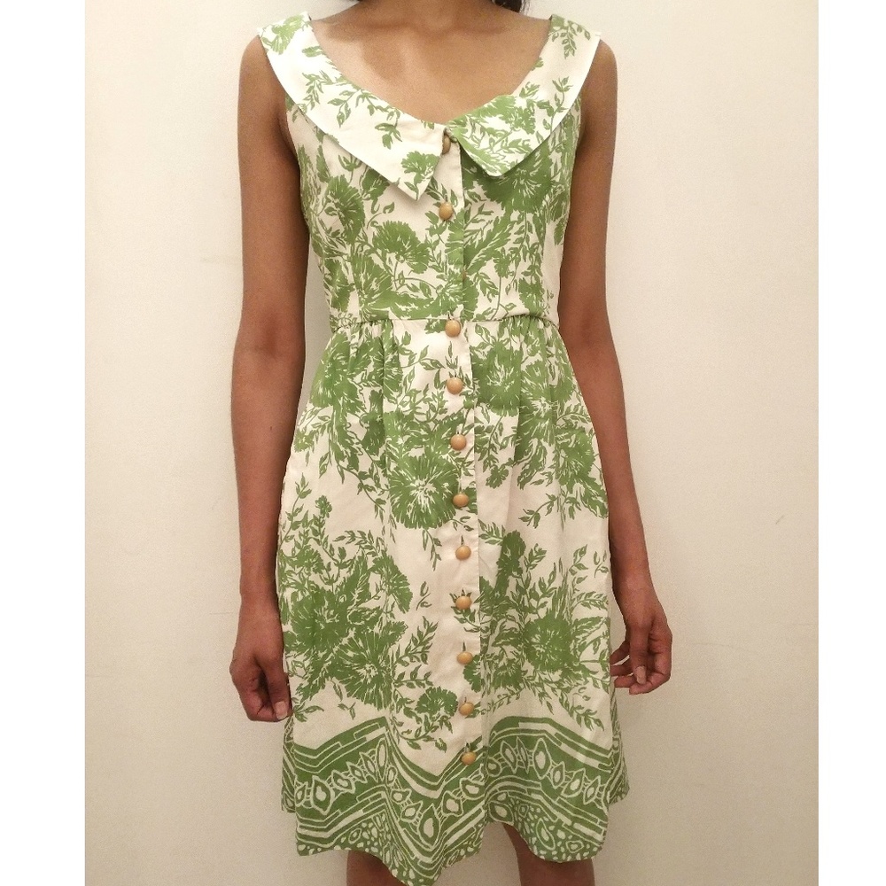 SOLD Tibi Silk Green Patterned dress vintage